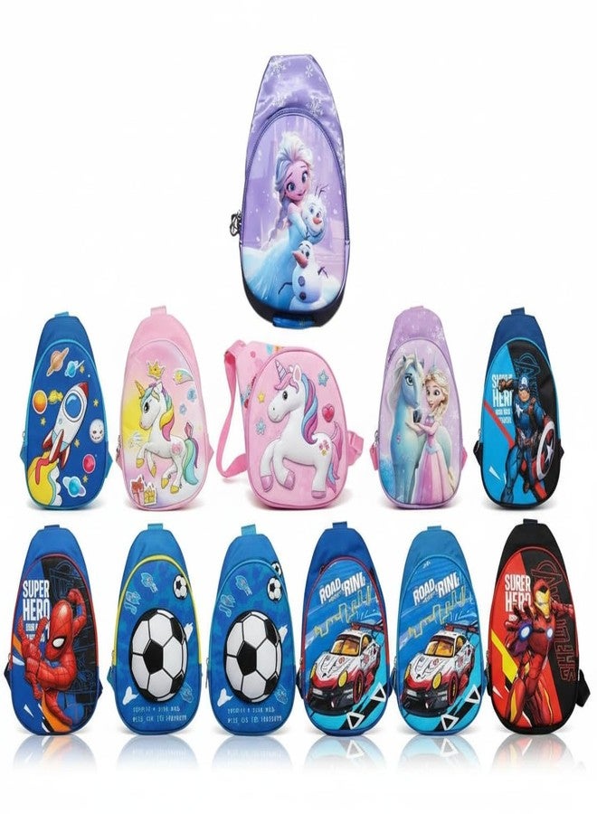 SID MAGIC 3D Design Kids Sling Chest Bag for Boys & Girls | Lightweight Nylon Backpack | Unicorn, Frozen, Marvel Superheroes, Kuromi (Single Strap Travel Bag Assorted One Random) - Image 2